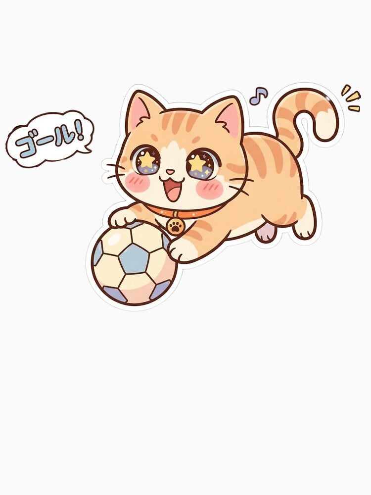 Cat playing with football by Leaf-ST Unisex , , , Long Sleeve Tee