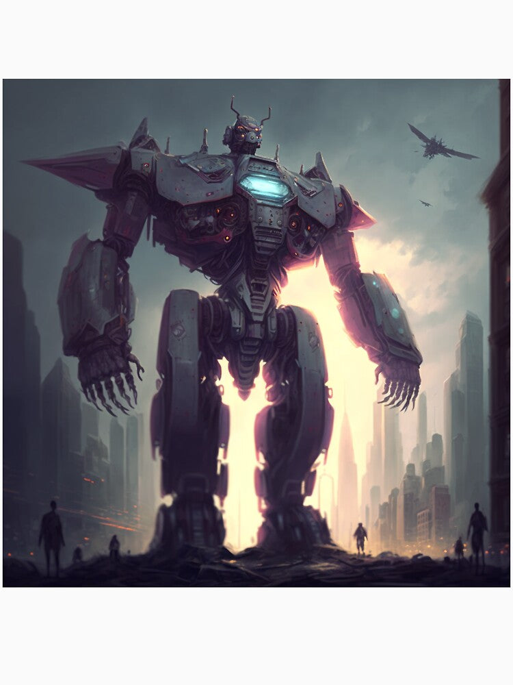 Giant Robot Defending a Futuristic City by ArcaneVisions