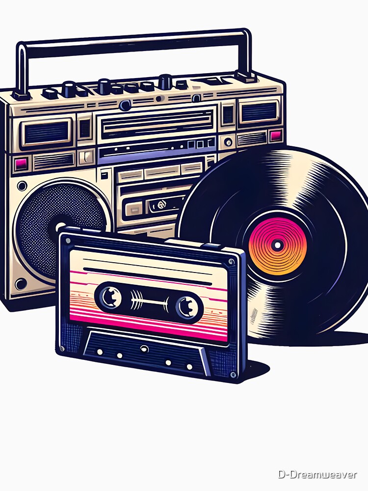 90's Retro Boombox Cassette & Vinyl Record by D-Dreamweaver