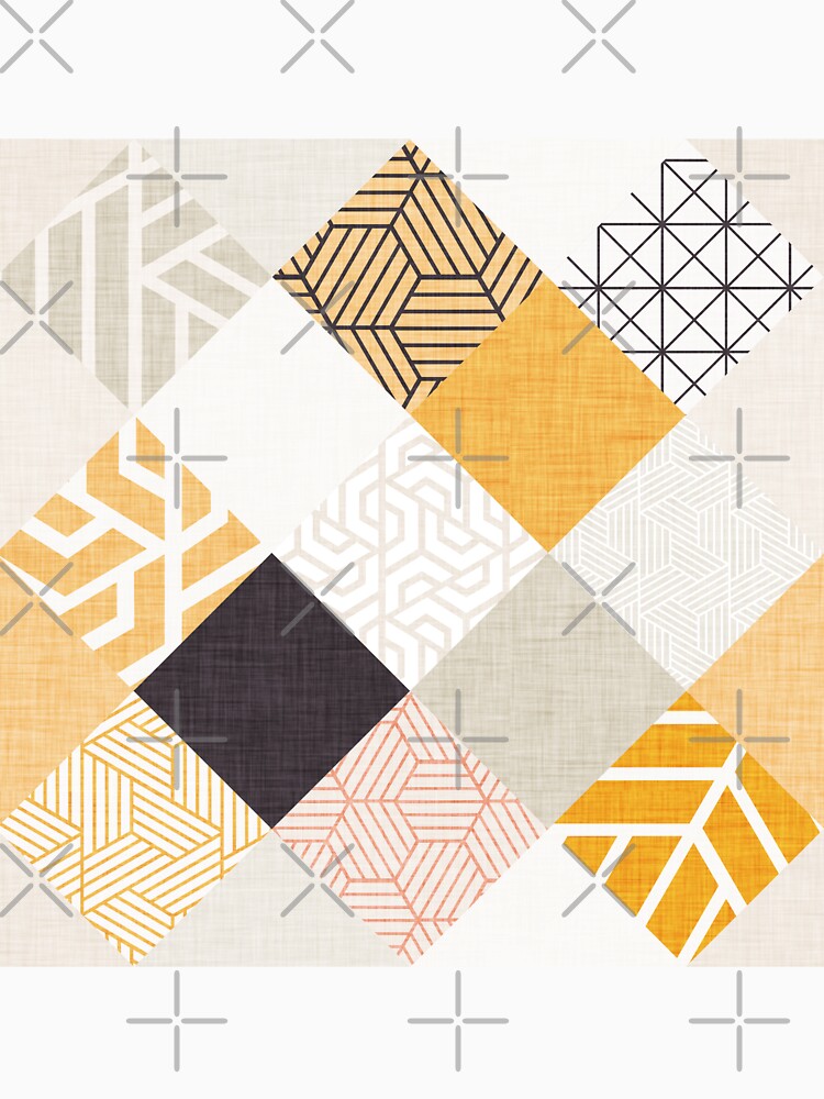 Tiles with patterns - Quilter Tiles Gold by susycosta Unisex , , , Long Sleeve Tee