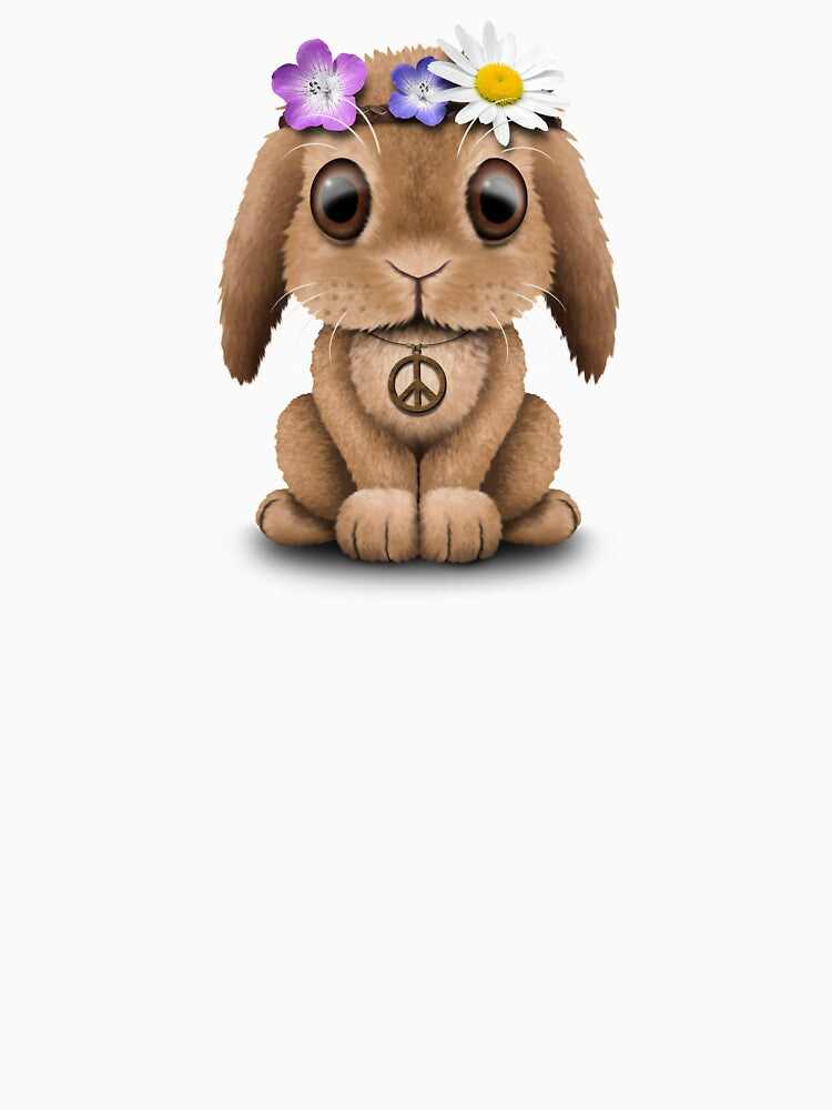 Cute Baby Bunny Hippie on Pink by JeffBartels