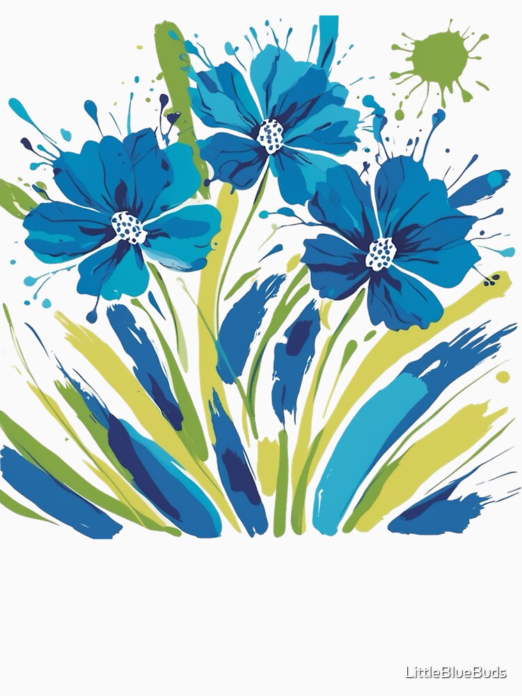 Abstract Blue Blooms “blue flowers” by LittleBlueBuds Unisex , , , Long Sleeve Tee