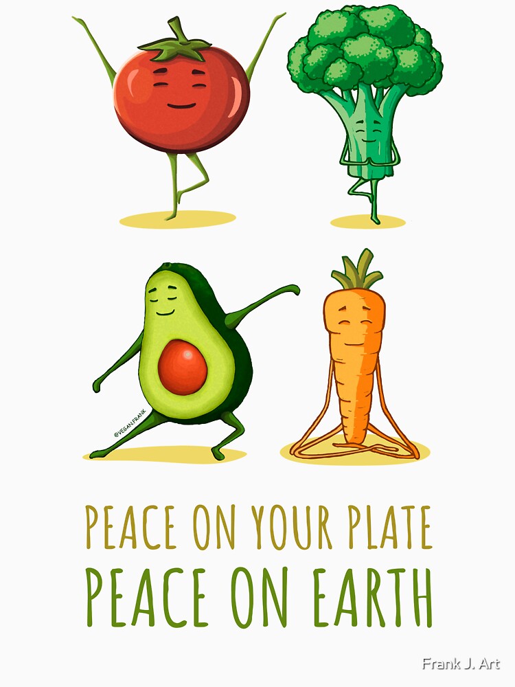Cute yoga veggies: broccoli - avocado - carrot - tomato by Frank J. Art
