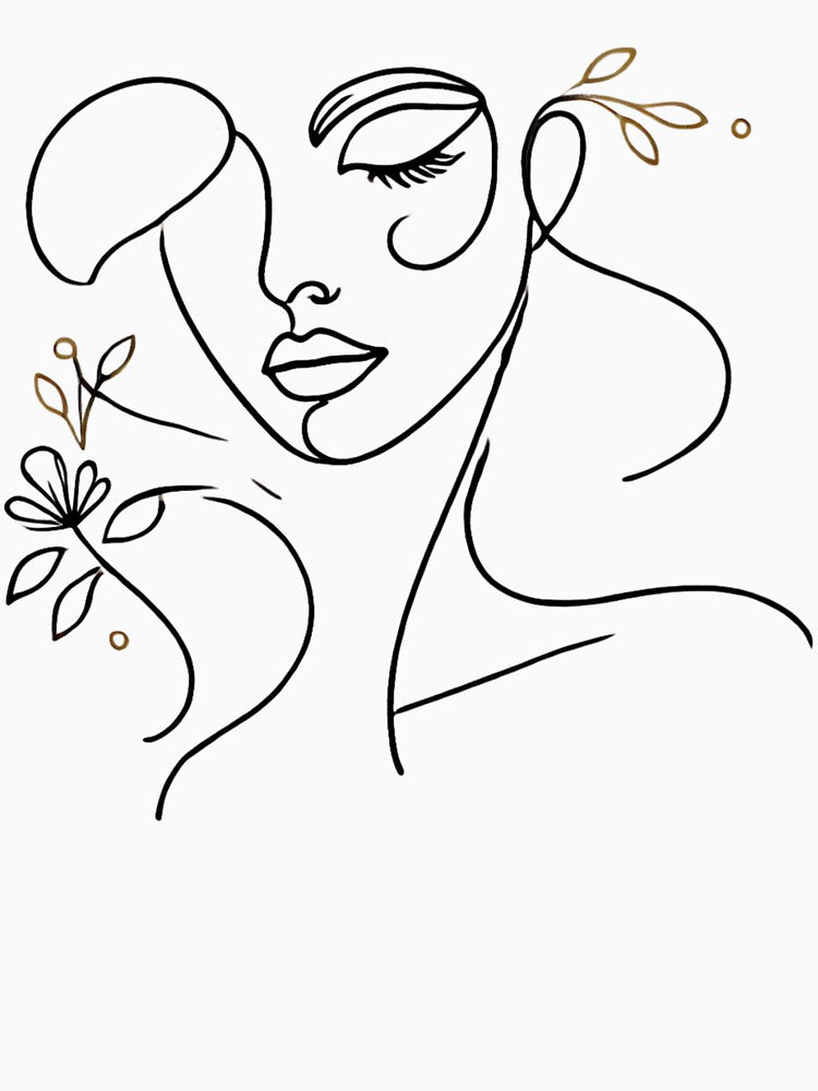 Minimalist One-Line Face Art – Abstract Floral Aesthetic Drawing by Nauert's