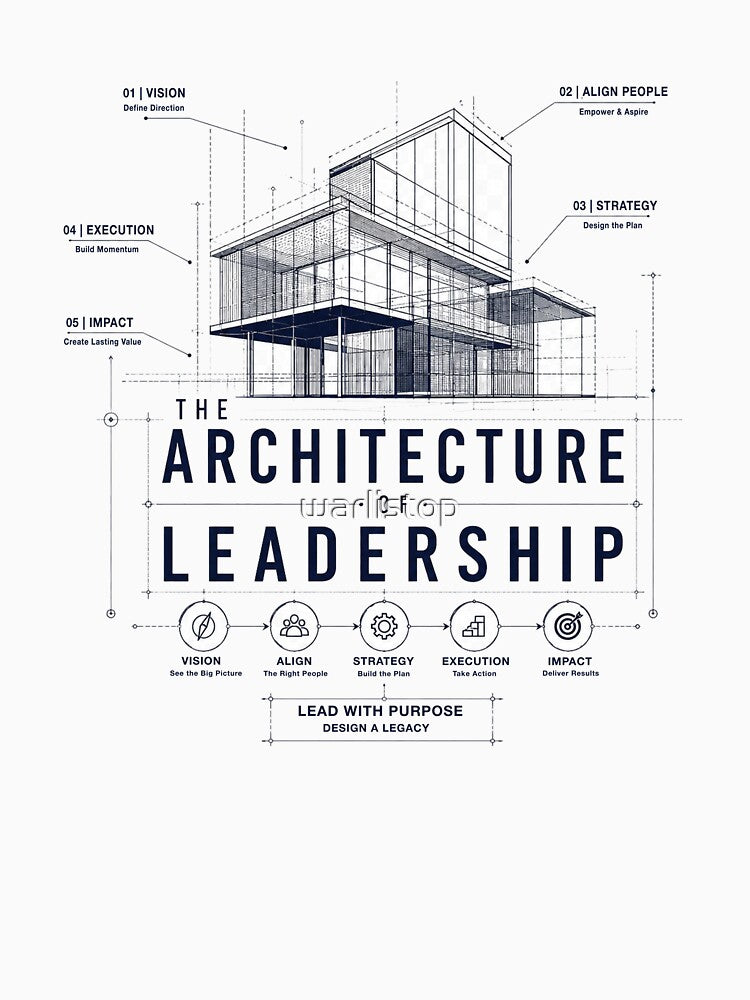 The Architecture of Leadership Blueprint Minimal Business Strategy T-Shirt by warlistop
