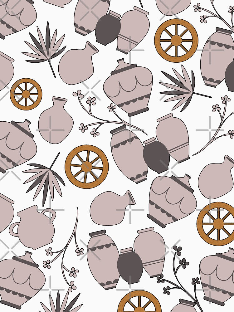 clay pots pottery ceramic kiln artist flower brown love for pottery pattern by DesignYourWaystore