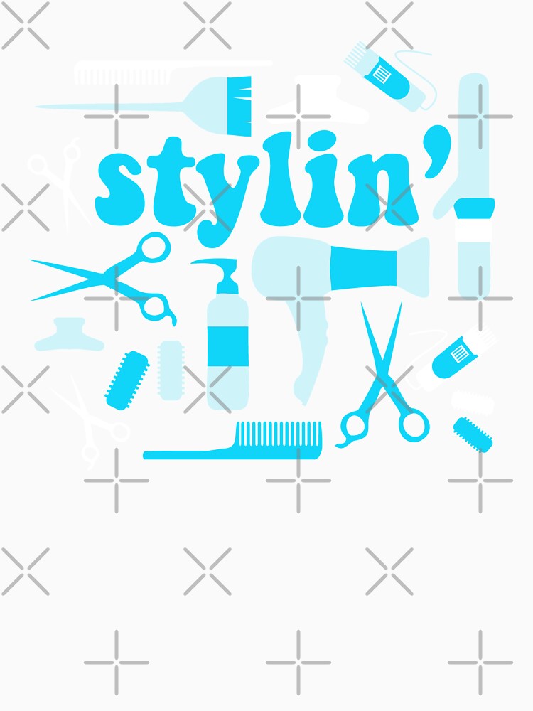 Stylin' Blue Hair Stylist Salon Barber Curling Iron Blow Dryer Styling Tools by Art by Jess