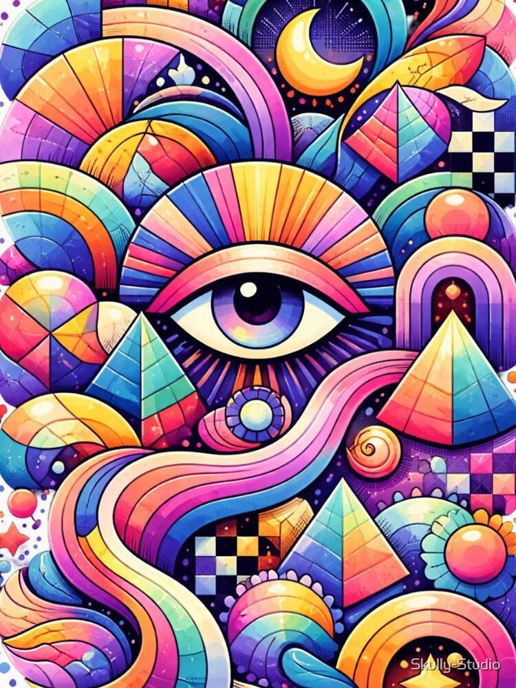 "Psychedelic Cosmic Eye: Abstract Geometry & Pyramids" by Skully-Studio