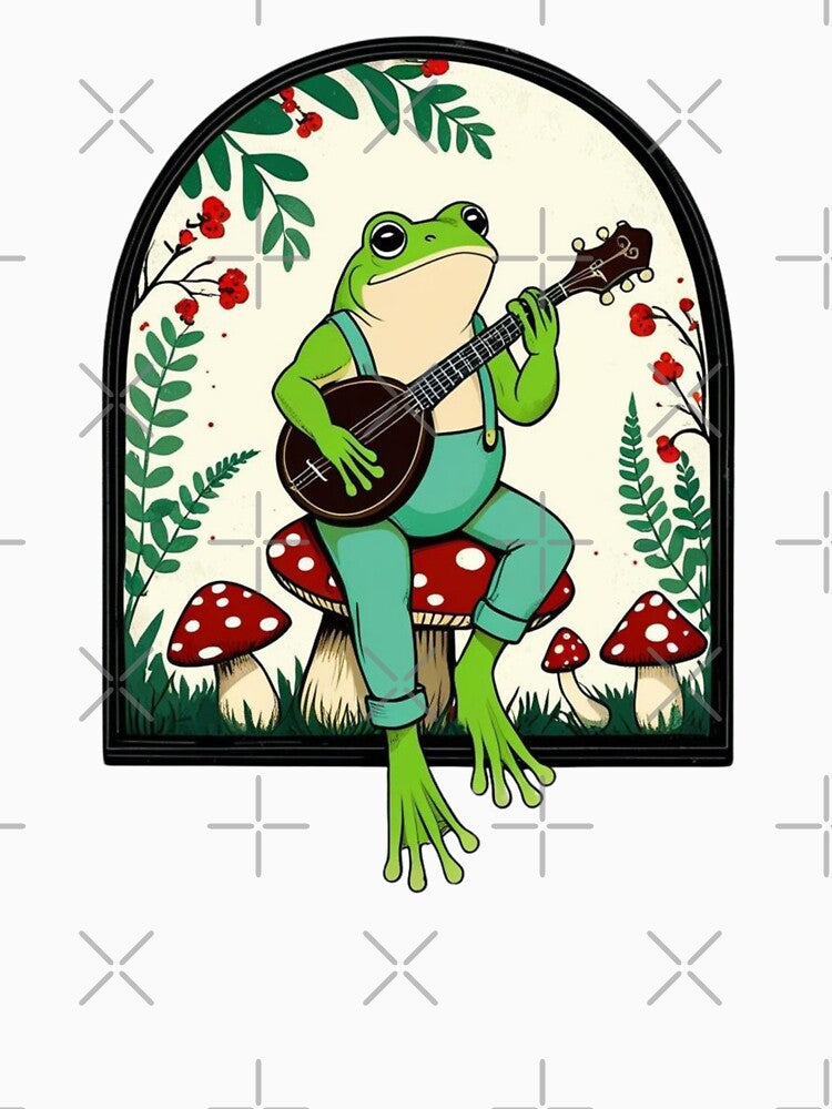 Cottagecore Frog with Banjo – Cute Nature Aesthetic by PrinToria-1