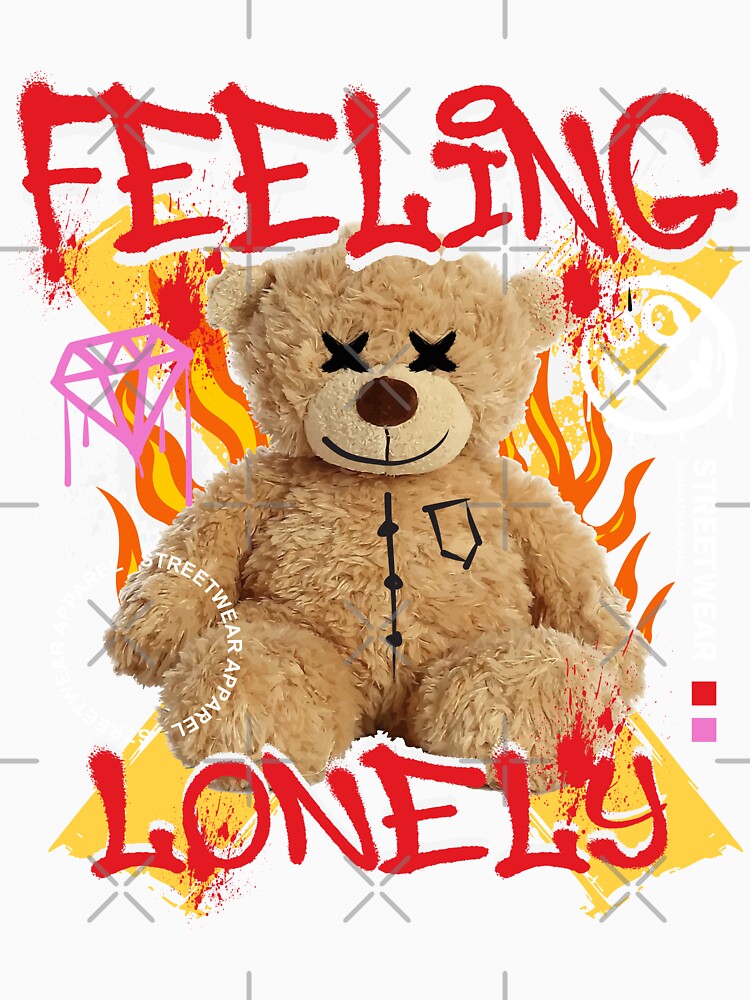 Feeling Lonely Teddy Bear Graphic Print by himx05 Unisex , , , Long Sleeve Tee