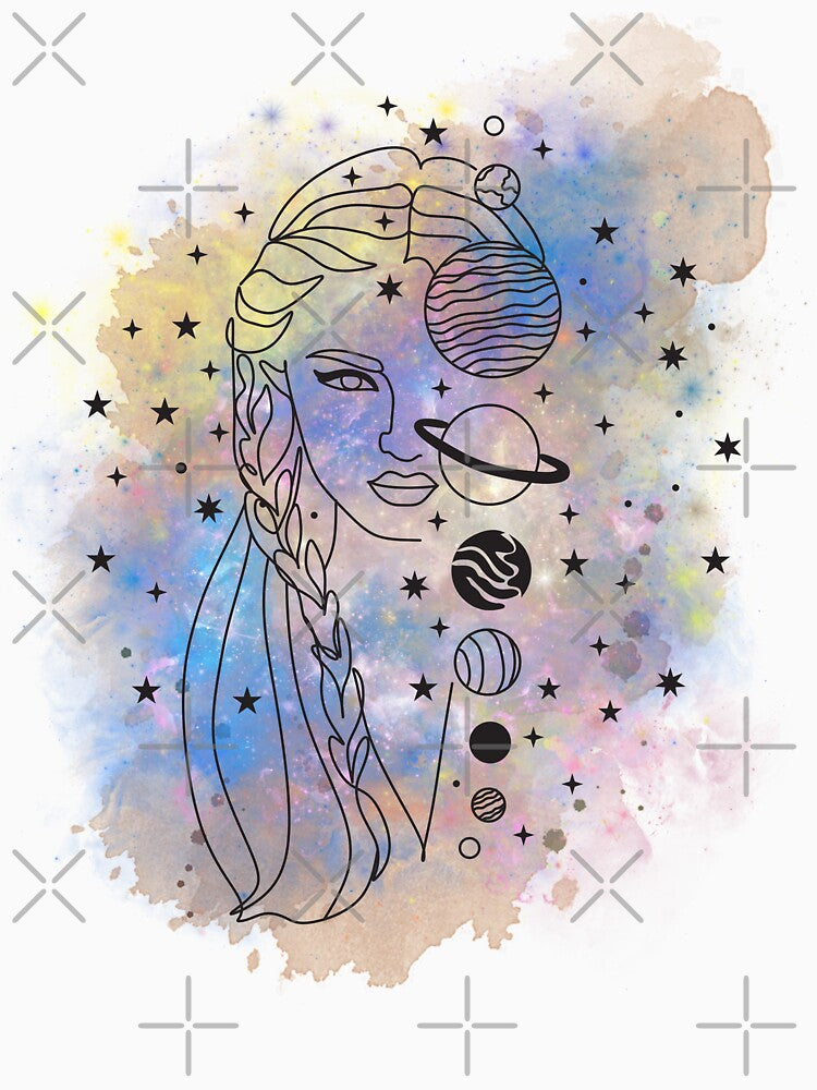 White Pastel Abstract Galaxy Overlay, Girl With Stars by ORA_ORA