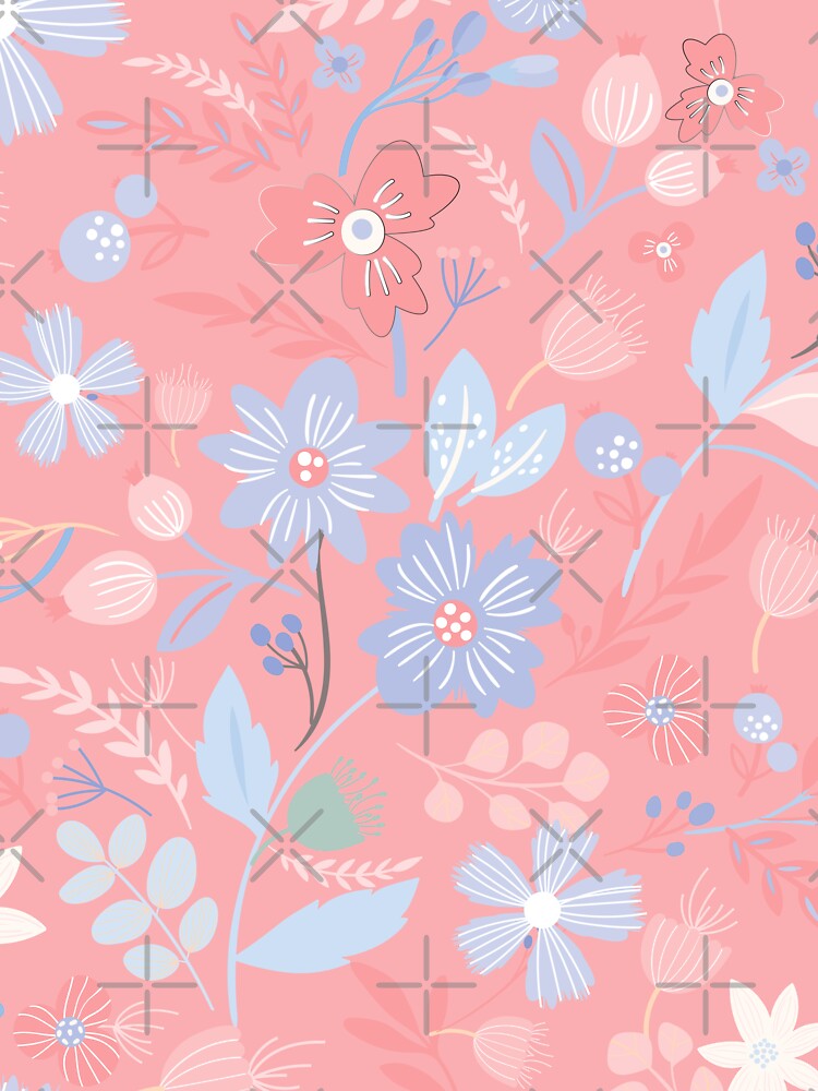 Romantic pink pattern composed with flowers and leaves. by RSDigitalPrintDesign Unisex , , , Long Sleeve Tee