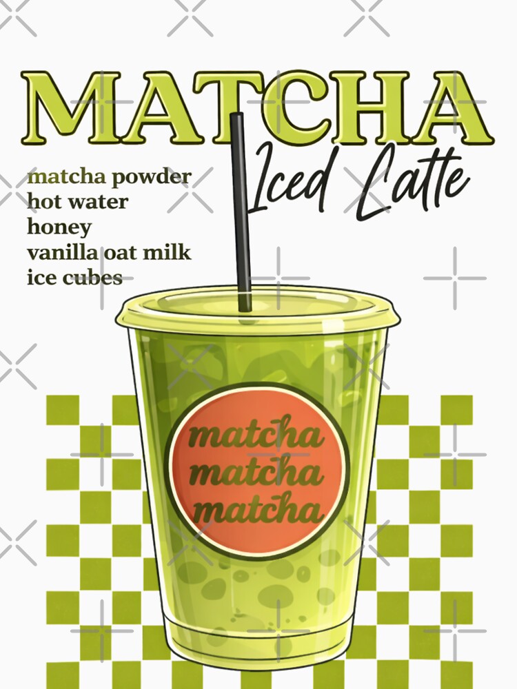 Matcha Iced Latte Illustration – Green Aesthetic Drink by Randomundi