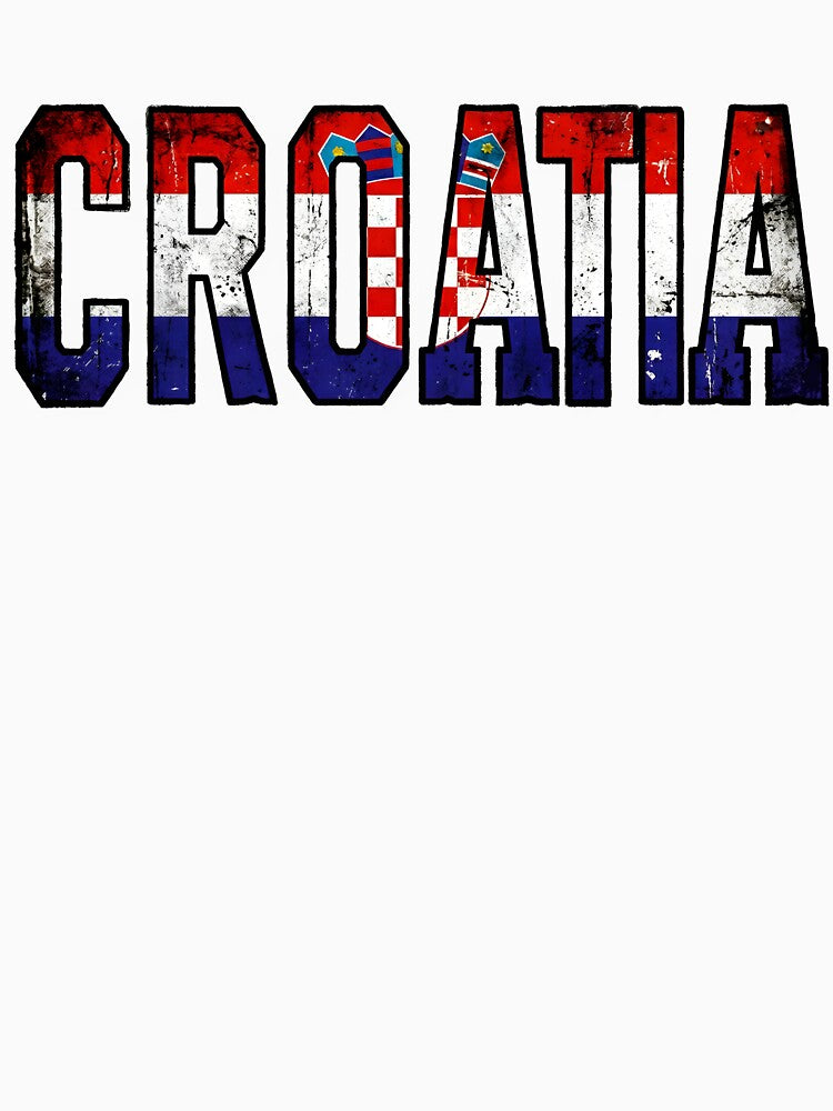 Croatia Flag Distressed Grunge Soccer Fan Gift – World Cup 2026 by Martin's_Design Unisex , , , Long Sleeve Tee