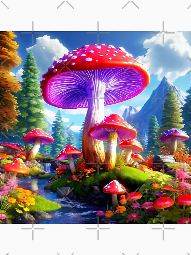 Enchanted Mushroom Garden | Whimsical Forest Cottagecore Botanical Art by DigiArt8Design