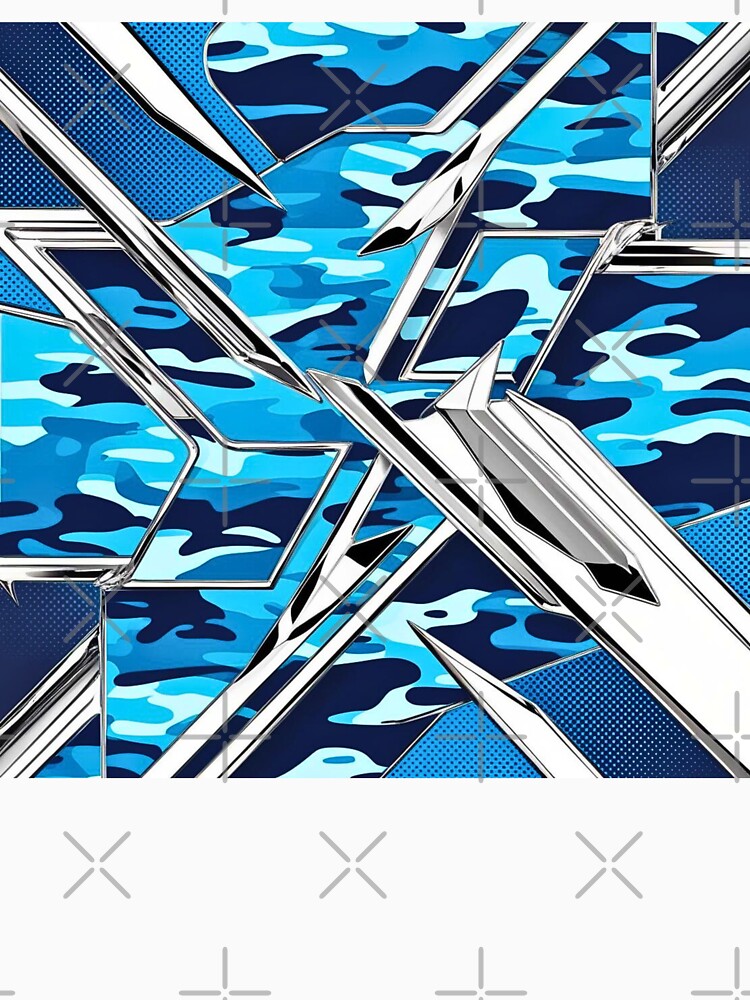 Futuristic Metallic and Bold Blue Camo Geometric Pattern by CamouflageLab