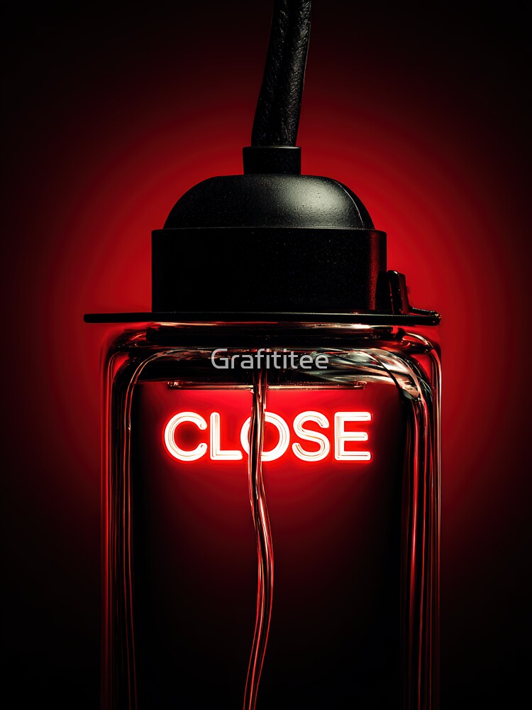 Copy of Copy of Neon “CLOSE” Sign Inside Light Bulb – Modern Red Glow Aesthetic by Grafititee