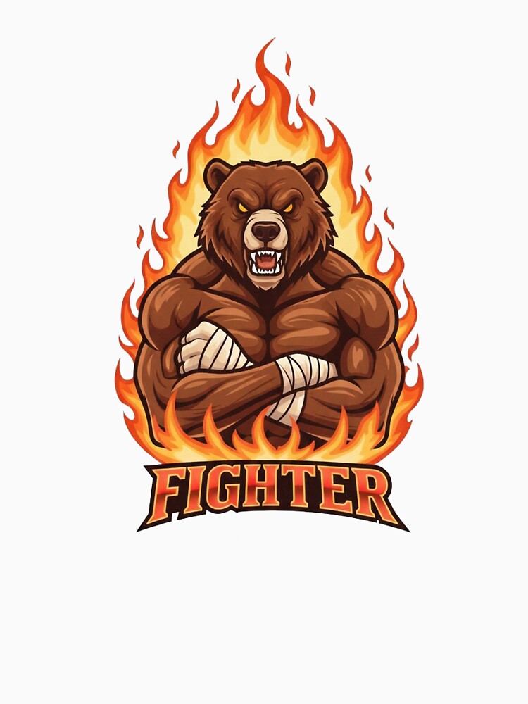 Fiery Bear Fighter Mascot Gaming Design by Omar-2D
