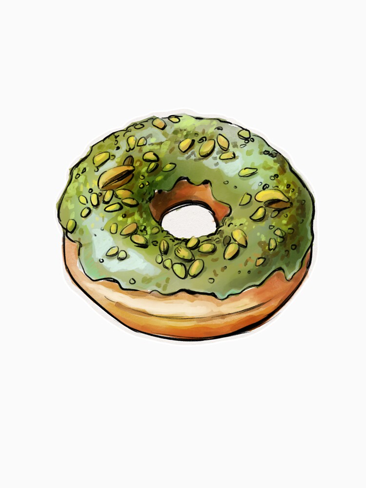 Matcha Pistachio Donut Sticker, Cute Food Sticker, Kawaii Donut Art, Laptop Sticker, Water Bottle Sticker, Bakery Lover Gift by SoftCrumbs Café