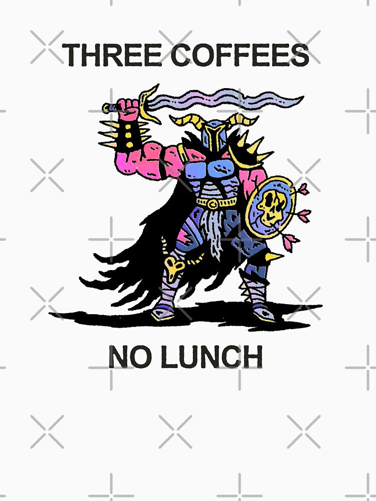 Three Coffees No Lunch by Woodcut Prints
