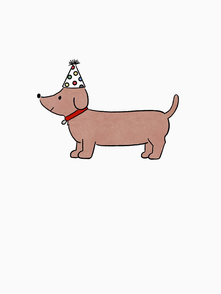 Copy of Cute Birthday Dachshund Dog with Party Hat by pinkstickstore