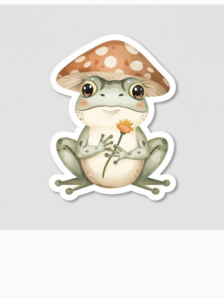 Cute Mushroom Frog Cottagecore Sticker by soldbyelijah