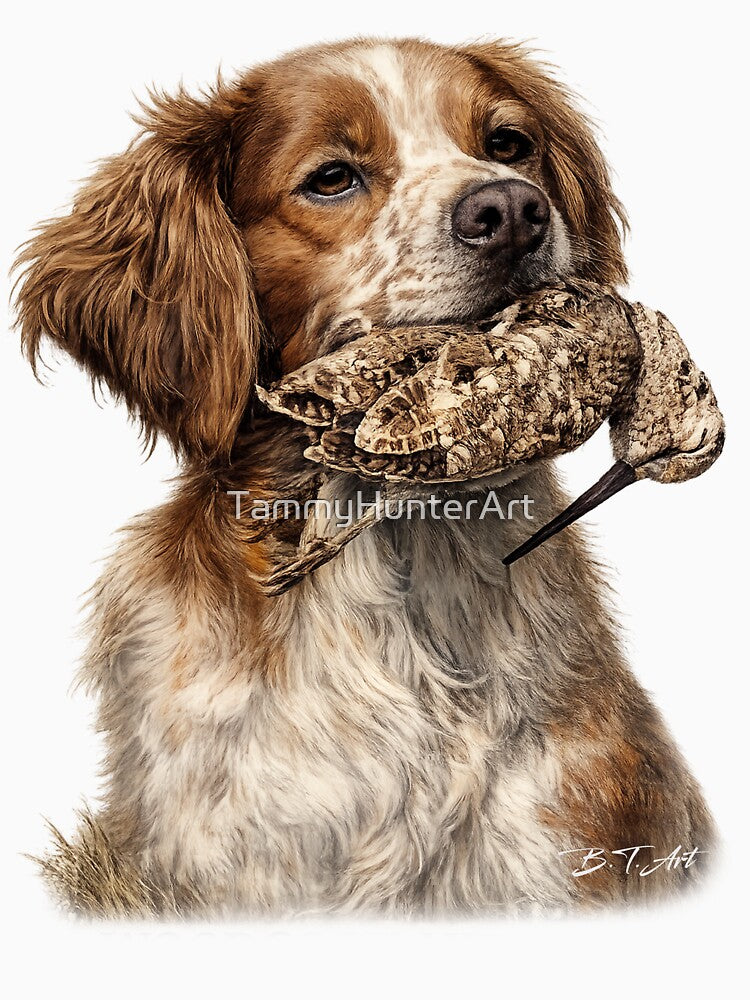 Brittany Spaniel & Woodcock Hunt – Vintage Hunting Dog Art by TammyHunterArt