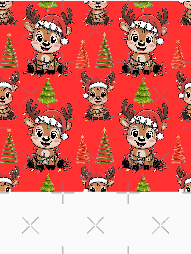 Bright Christmas Trees & Reindeer Illustration Pattern by Grang Art Artistic Designs