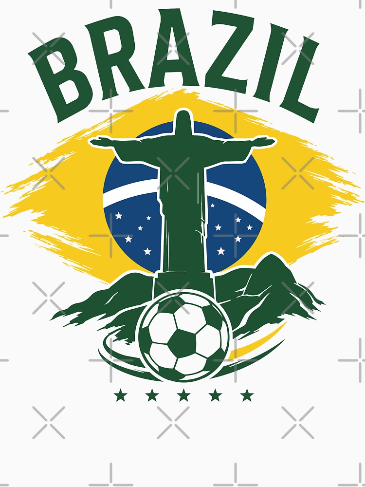 Brazil Team Soccer with Christ the Redeemer | Brazilian Futbol by pixiedustpaint Unisex , , , Long Sleeve Tee
