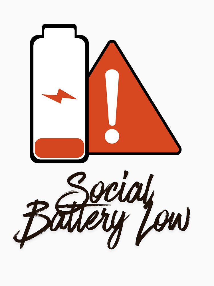 Low Social Battery Warning - Sarcastic Introvert Shirt by NeuralAuraArts