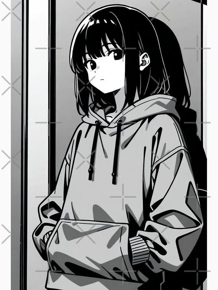 Fashion - Man in Black Hood Up Streetwear Anime Variant 4 by AnimeShin Unisex , , , Long Sleeve Tee