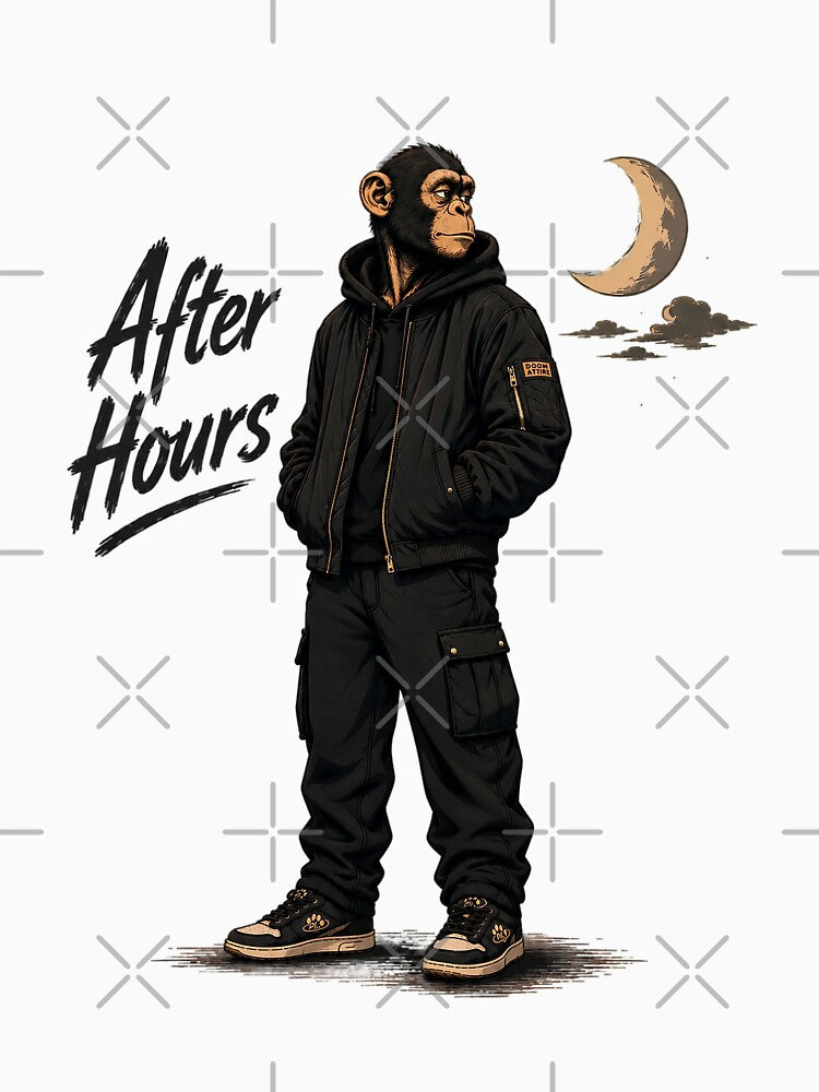 Streetwear Monkey Hoodie T-Shirt | After Hours Urban Chimp Graphic by ModernPaws