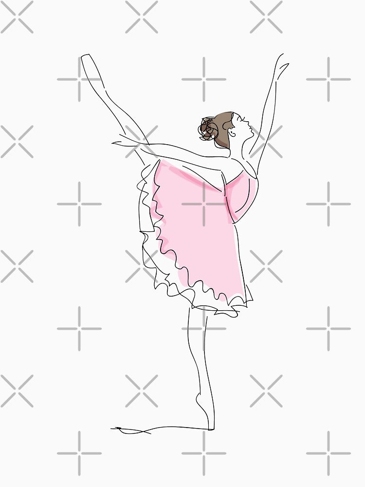 Stylish, Minimalist Ballet Dancer Feminine Line Art Drawing by RLYGR8