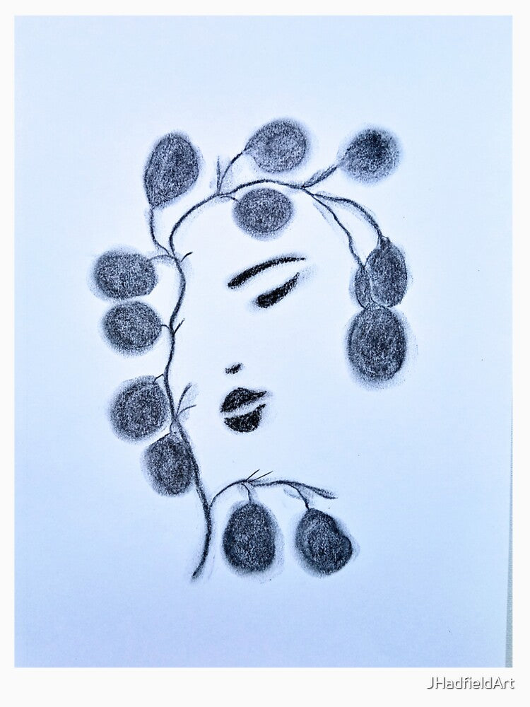 Charcoal Drawing Face Black and White by JHadfieldArt