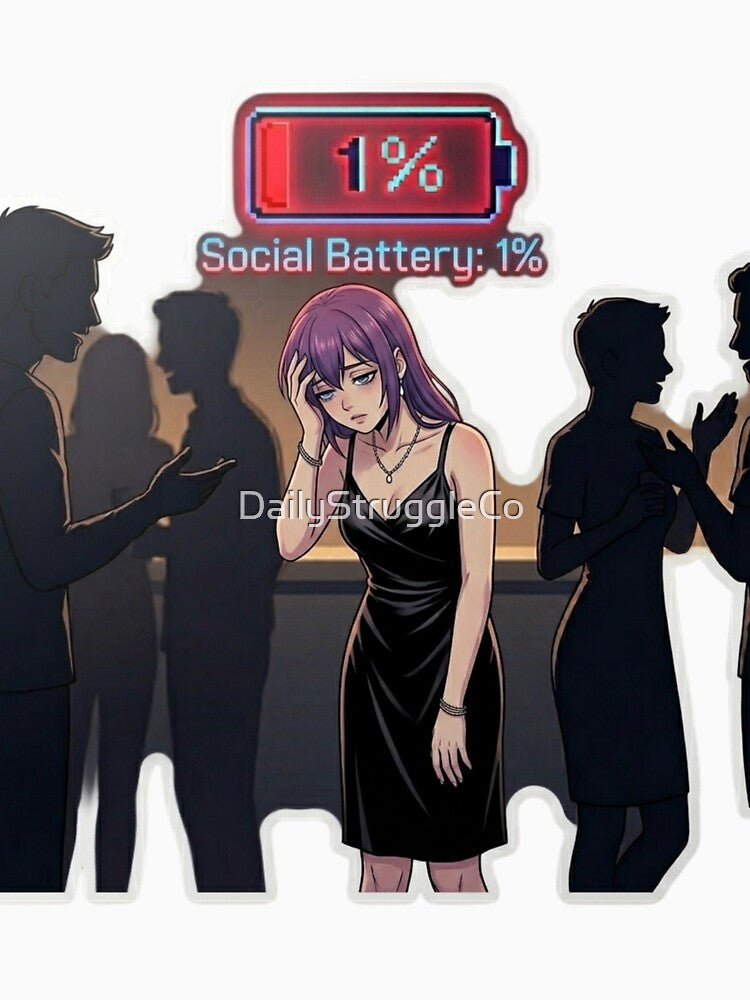 Social Battery 1 Percent Anime Girl Introvert Meme by DailyStruggleCo