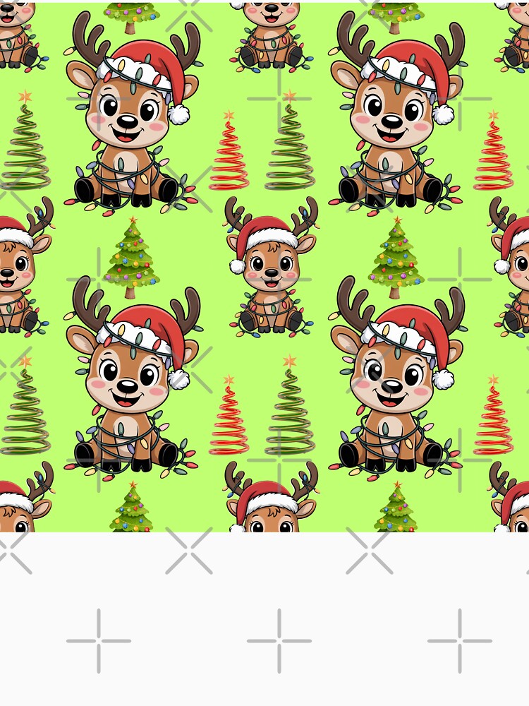 Playful Reindeer and Christmas Tree Holiday Design by Grang Art Artistic Designs