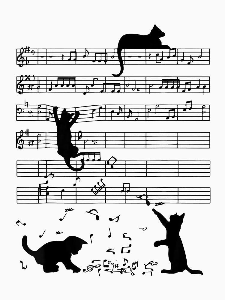 Black Cat Climbing Playing Sheet Music Note Lover cat by ryanbrian