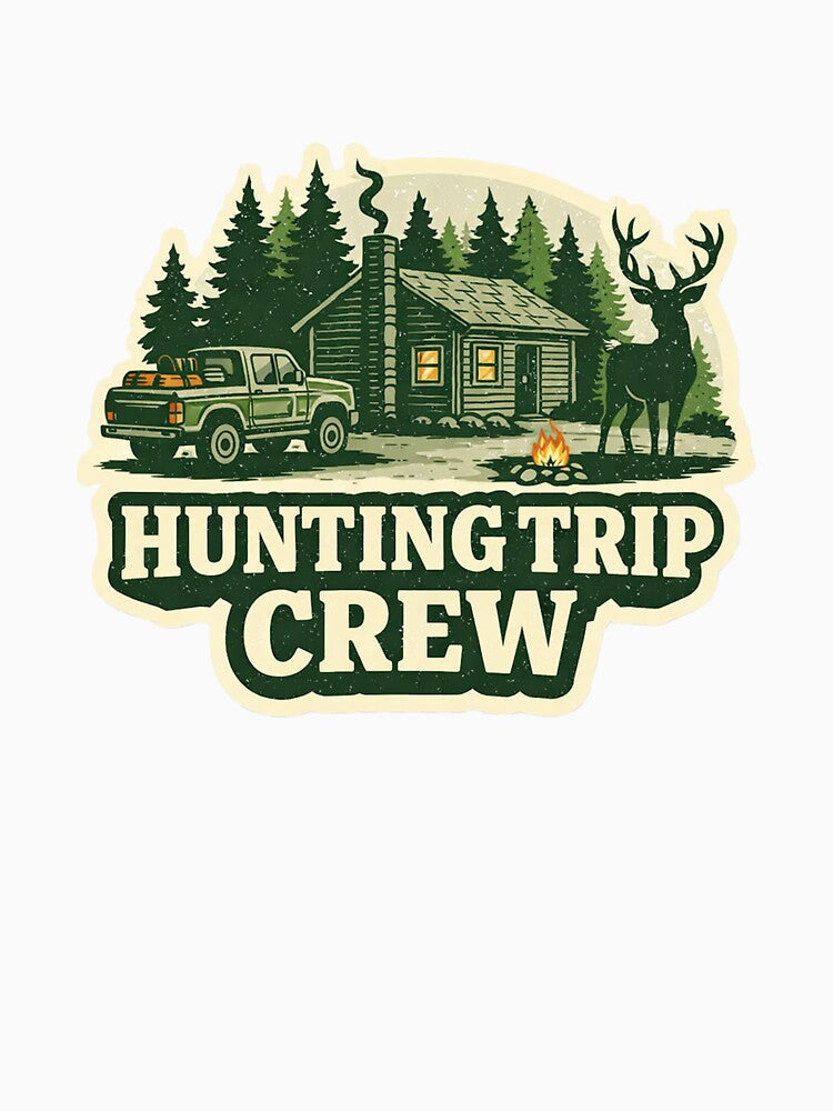 Hunting Trip Crew Cabin Scene – Vintage Outdoor Camping & Hunting Design by EastEndTownie