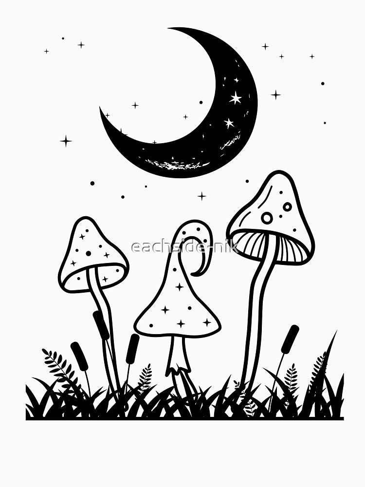 Celestial Mushroom Moon – Mystic Night Forest Design big by eachside-nik