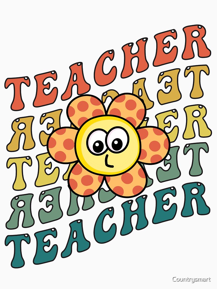 Retro Teacher Daisy Colorful Pre School Elementary School Teacher by Countrysmart