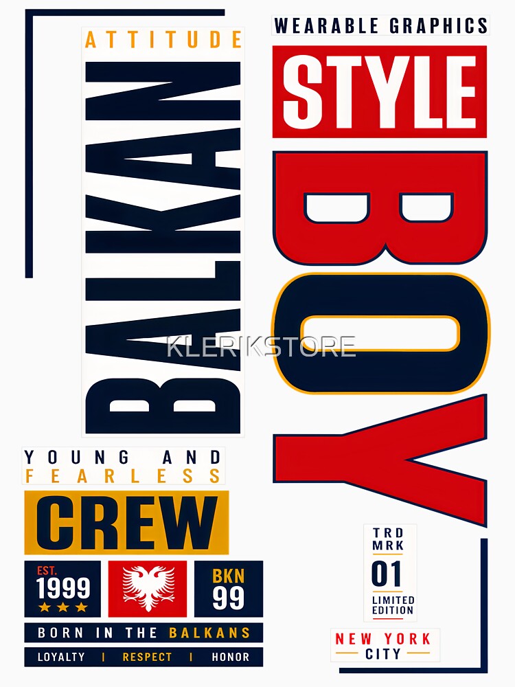 Balkan Boy Street Wear Style Young And Fearles Crew by KLERIKSTORE