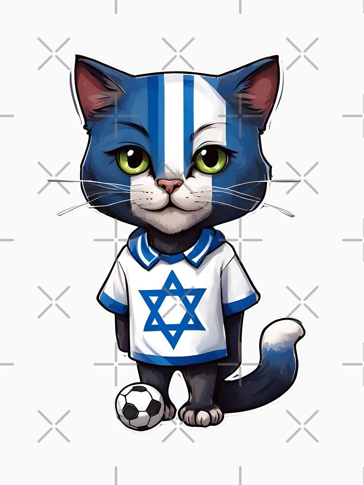 ISRAEL Sports Team: a Cat wearing colours of Israeli Flag D21 by PerfectDay2Play Unisex , , , Long Sleeve Tee
