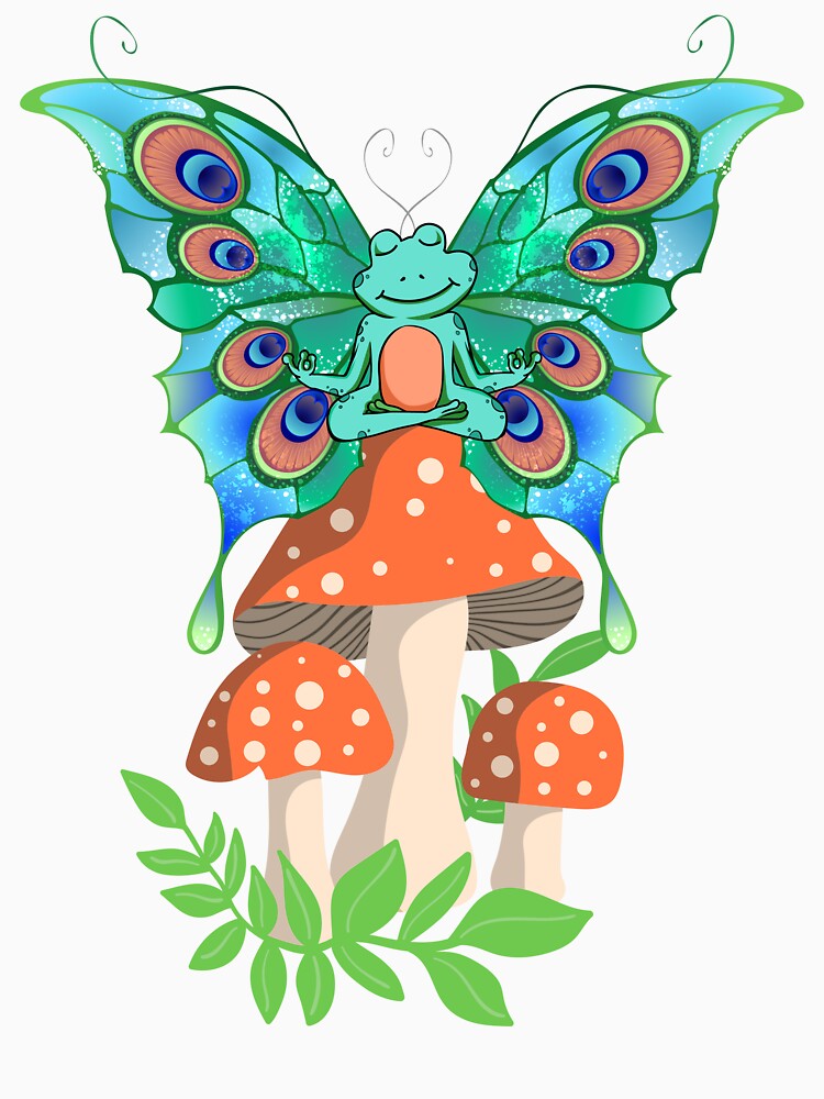 Meditating Frog, Cute Cottage Core Aesthetic Frog Mushroom by Myth-Creatures