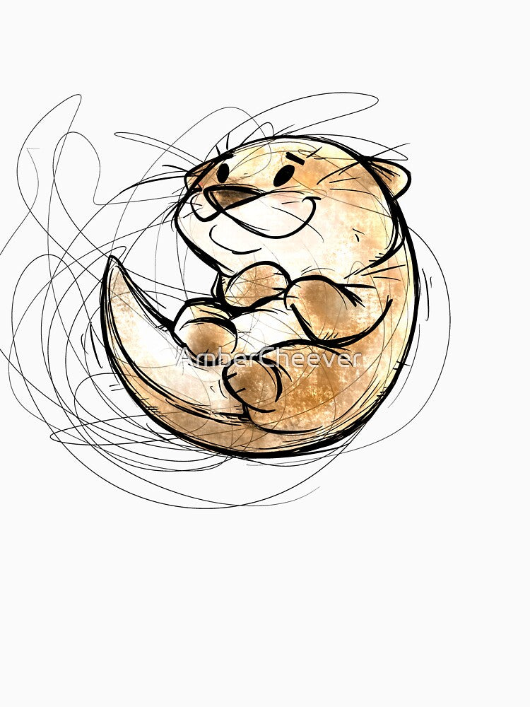 Baby Otter Scribble Critter Sticker by AmberCheever