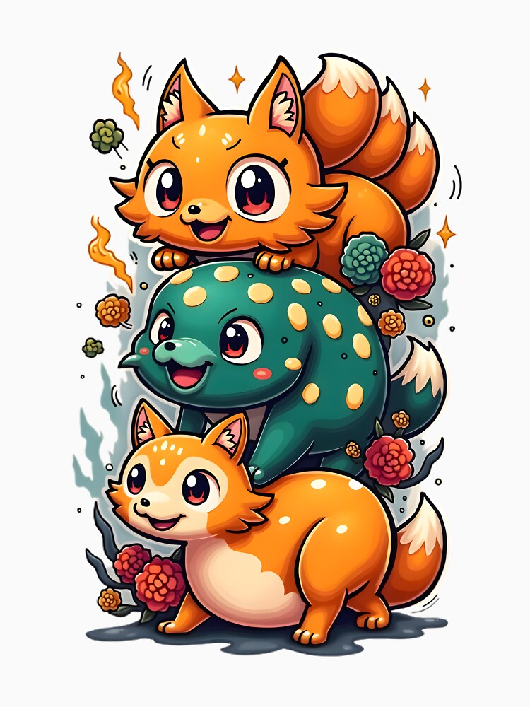 Magical Yokai Friends – Kawaii Trio in Japanese Style by ARIKEN