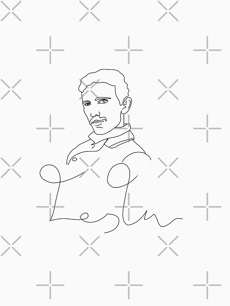 Tesla line art portrait by Georgianart