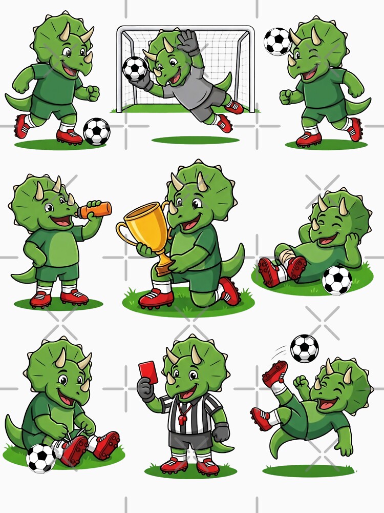 Triceratops Soccer Players - Funny Dinosaurs Football Team - Kids Design by BeaverFriends Unisex , , , Long Sleeve Tee