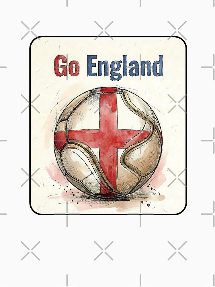 Go England Soccer Ball Flag | English Football Fan Graphic Tee by PryntedLabs Unisex , , , Long Sleeve Tee
