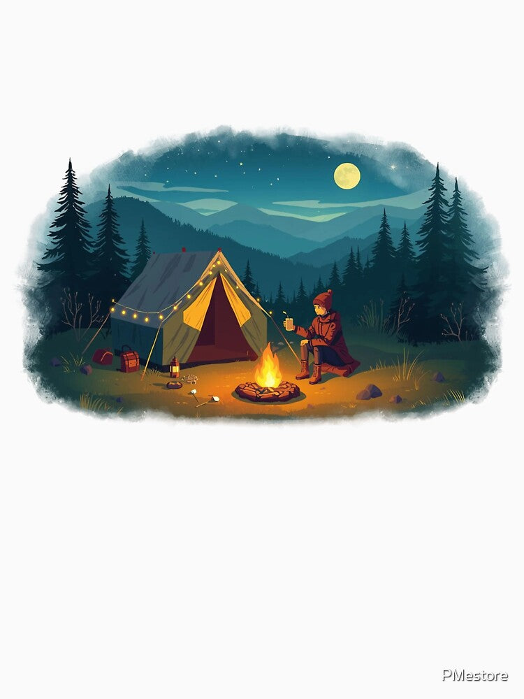 Moonlit Camping Solitude Wilderness Escape by PMestore