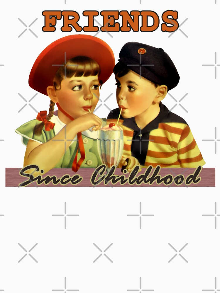 Vintage Girl And Boy Nostalgic Retro Feeling Childhood Friends by LashCreations